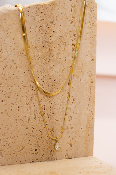 Collana doppia snake goccia