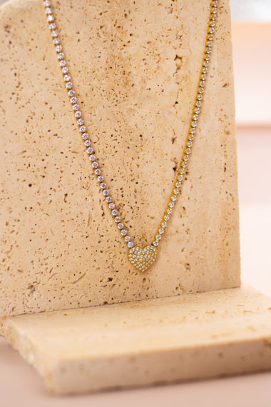 Collana cuore Pavè