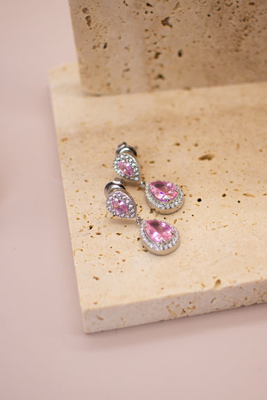 Orecchino Goccia strass rosa