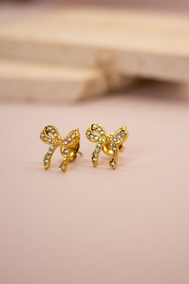 Orecchino mini fiocco in strass