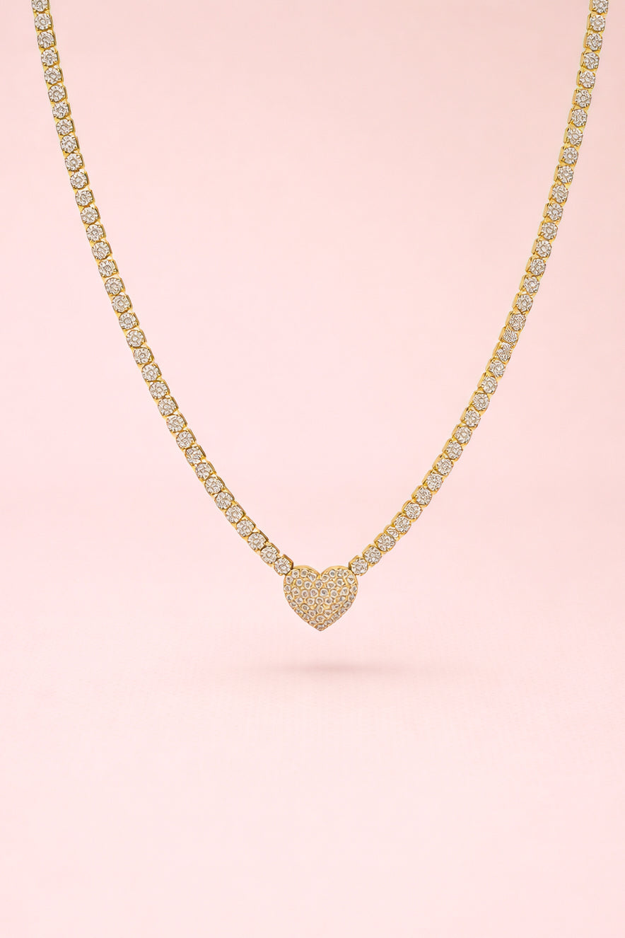 Collana cuore Pavè