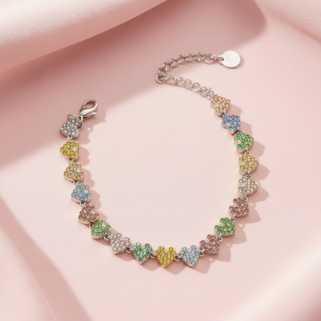 Bracciale fiori multicolor - versione silver
