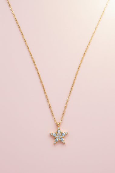 Collana stellina crystal - sfondo rosa luminoso
